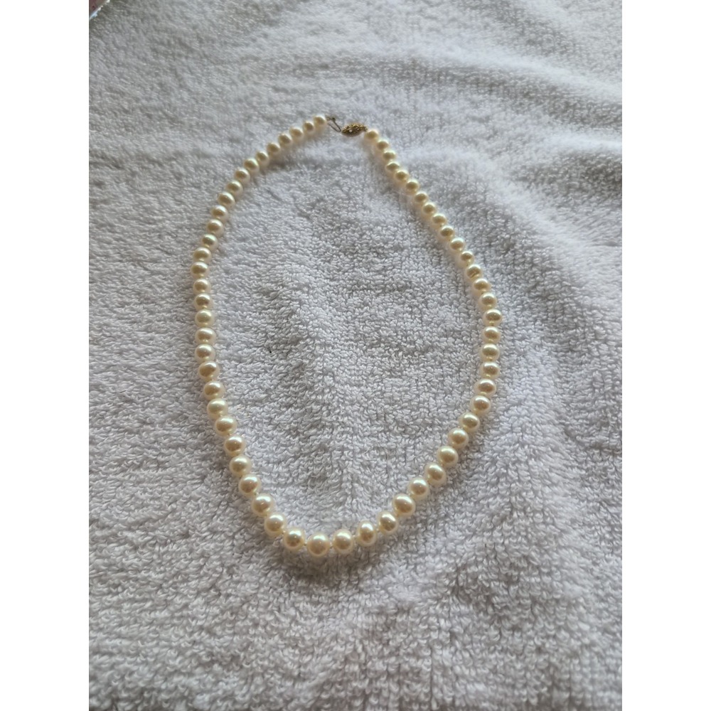 Designer CP 14K Yellow Gold Hand Knotted Pearl June Bridal Occasion Necklace 18"